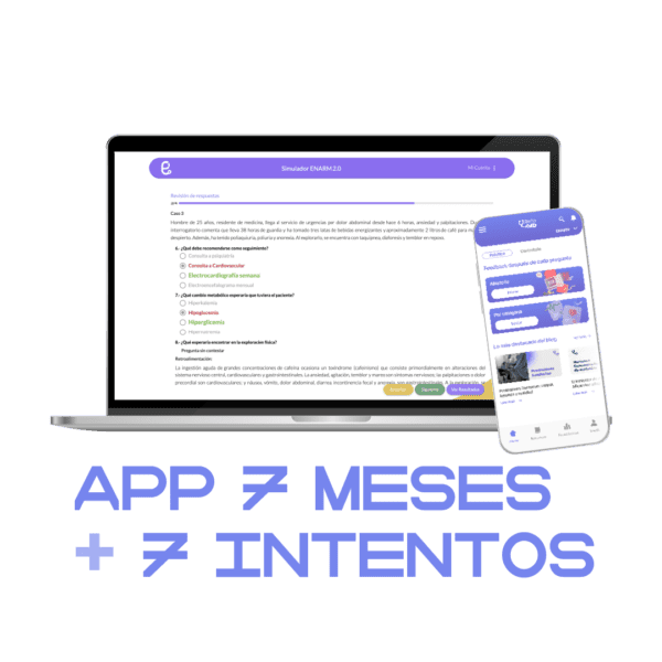 Paquete siete meses de app y 7 simulador ENARM